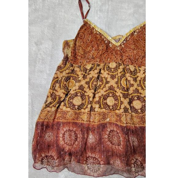 Hale Bob Tank Shirt Halter Womens Size Small Beaded BOHO Paris Silk Vintage - Picture 8 of 9
